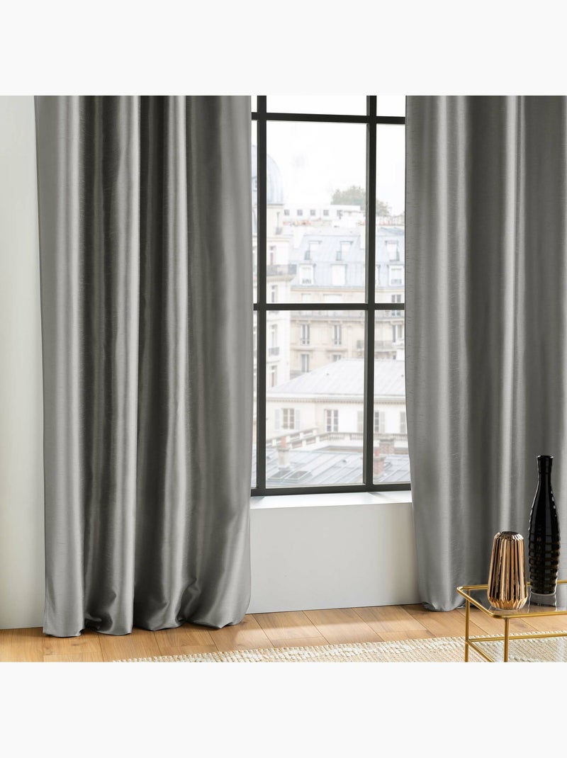 Rideau en shantung effet brillant – Shana Gris perle - Kiabi