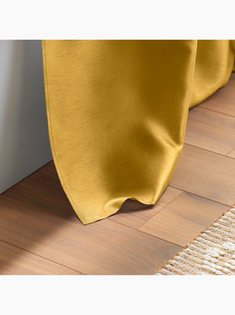 Rideau en shantung effet brillant – Shana Moutarde - Kiabi
