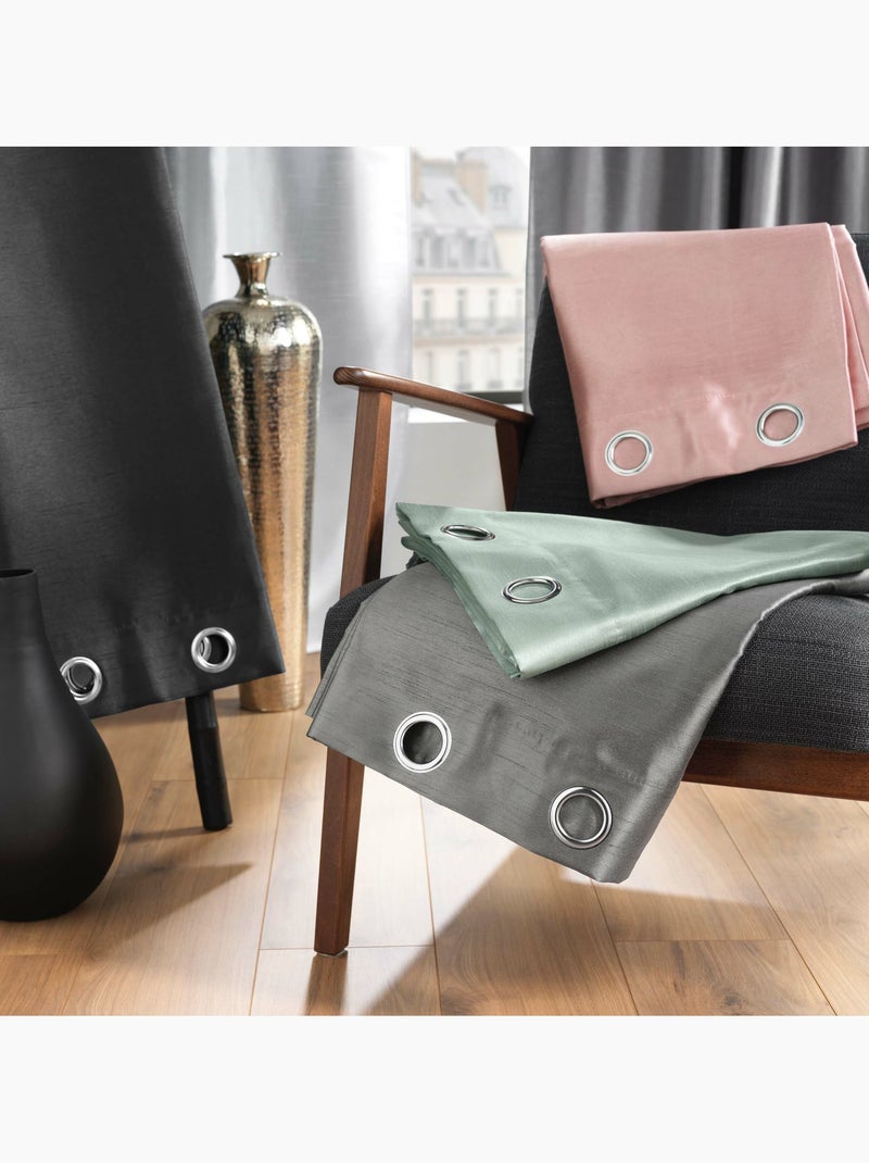 Rideau en shantung effet brillant – Shana Moutarde - Kiabi