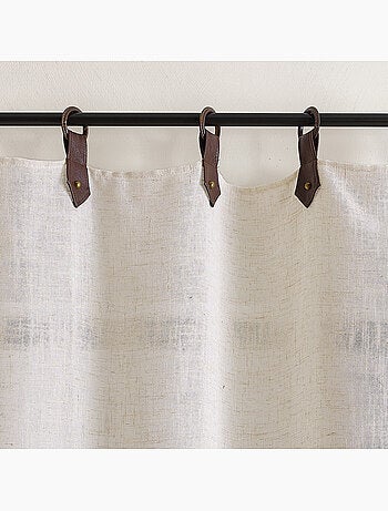 Rideau en tissu polylin à pattes avec anneaux - Effet cuir