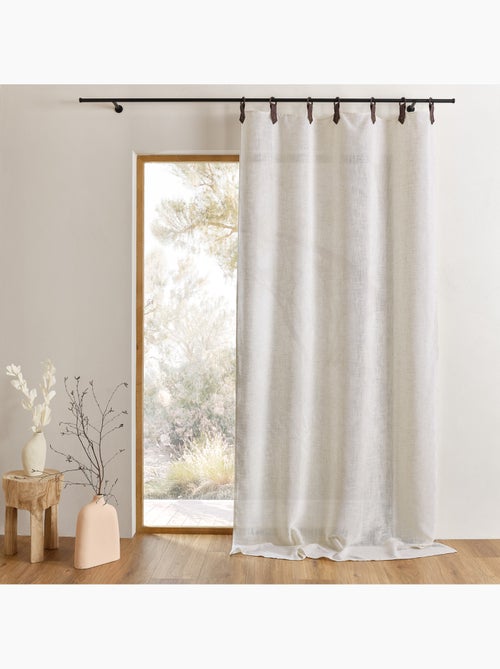 Rideau en tissu polylin à pattes avec anneaux  - Effet cuir - Kiabi