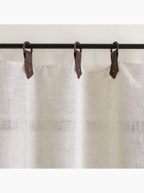 Rideau en tissu polylin à pattes avec anneaux  - Effet cuir - Kiabi