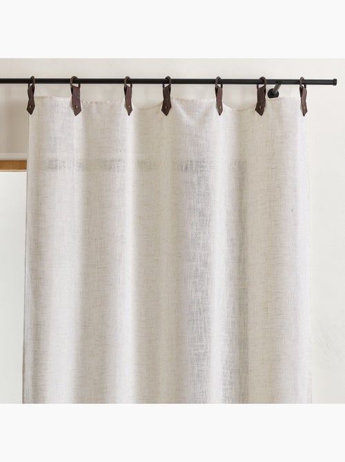 Rideau en tissu polylin à pattes avec anneaux  - Effet cuir - Kiabi