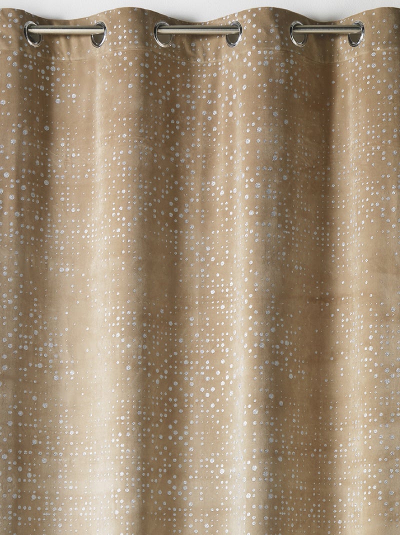 Rideau en Velours à Impressions "Paillette" Beige - Kiabi