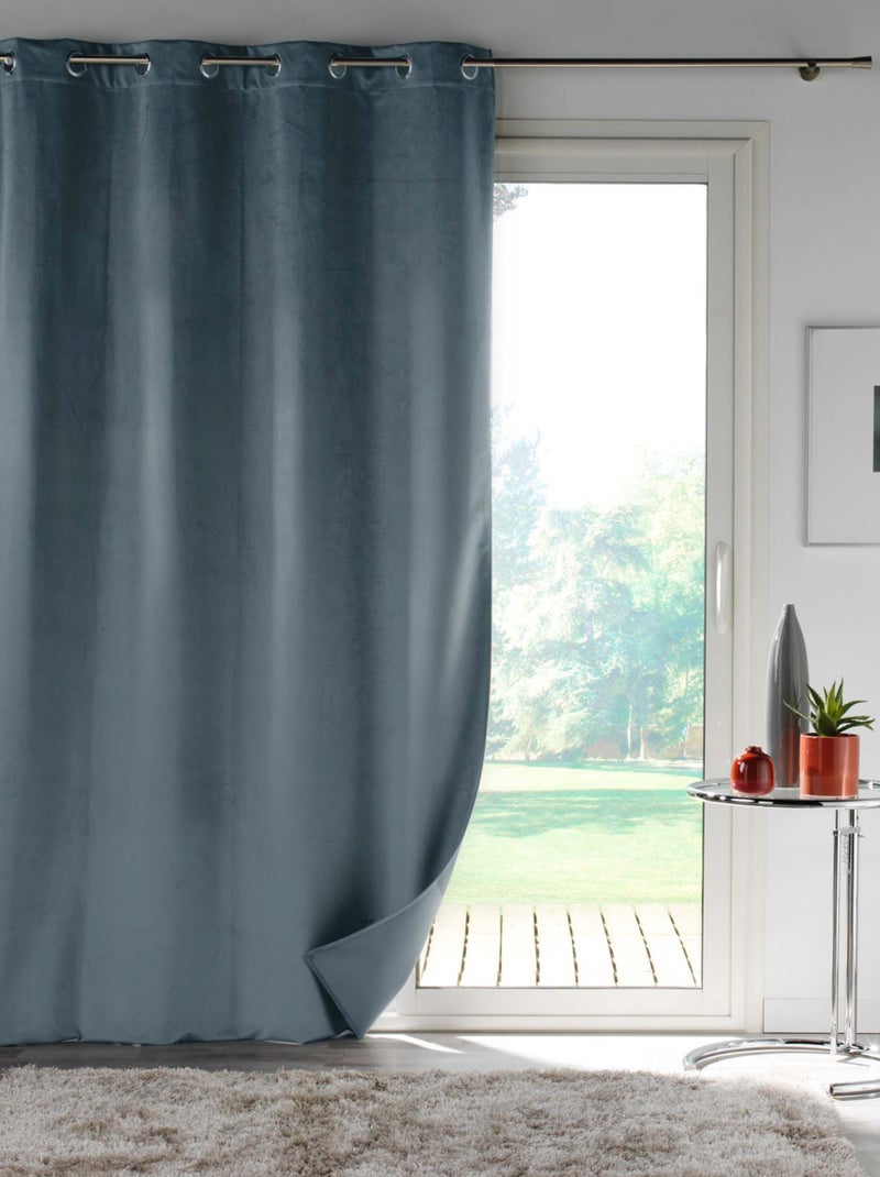 Rideau en velours au style cossu Gris - Kiabi