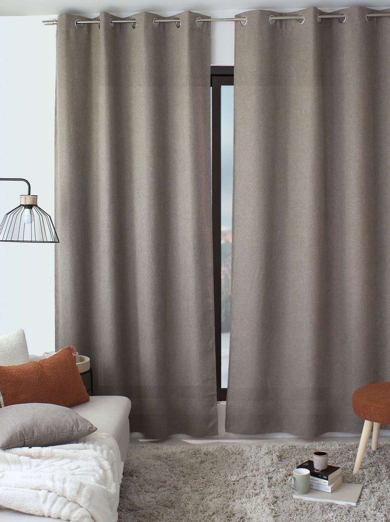 Rideau en velours chenillé Taupe - Kiabi