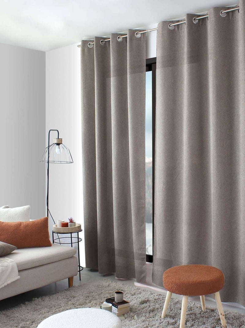 Rideau en velours chenillé Taupe - Kiabi