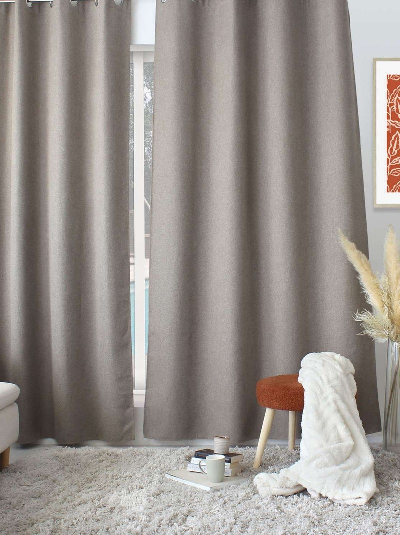 Rideau en velours chenillé Taupe - Kiabi