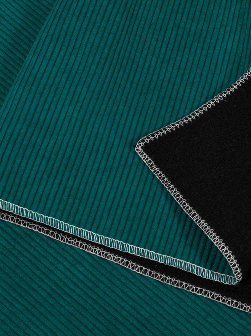 Rideau en velours côtelé occultant et thermique Bleu canard - Kiabi