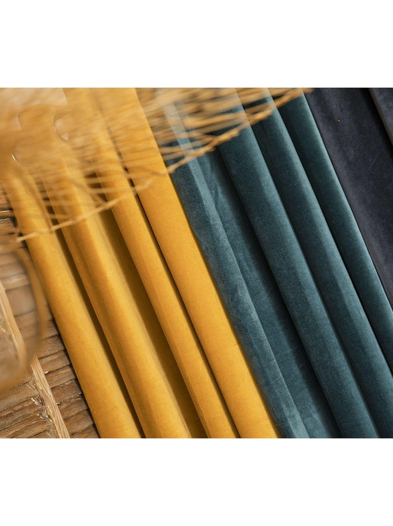 Rideau en velours 'Deko&co' Bleu céladon - Kiabi