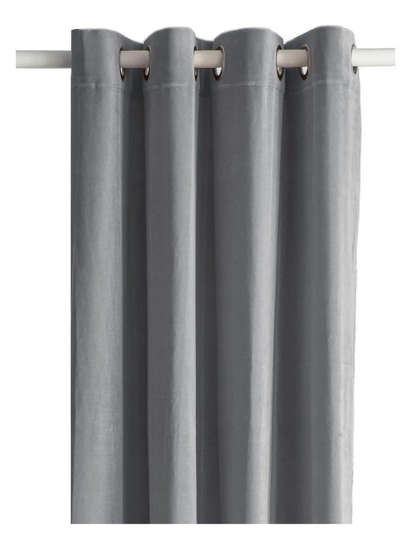 Rideau en velours 'Deko&co' Gris clair - Kiabi