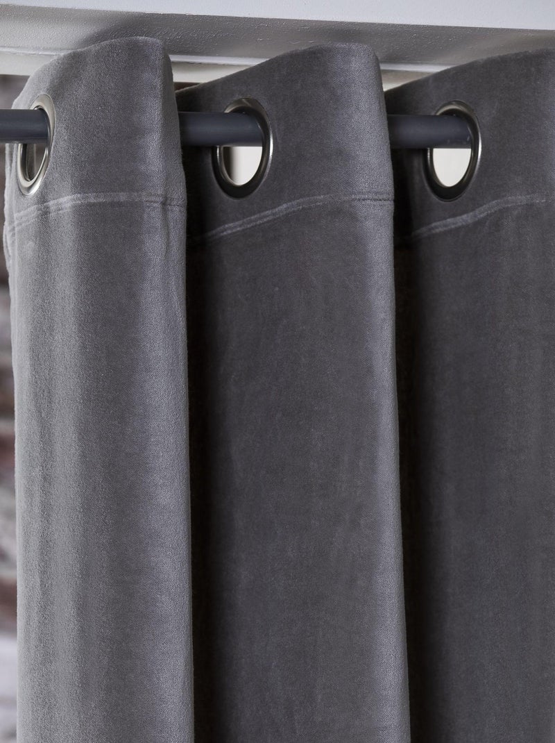 Rideau en velours 'Deko&co' Gris clair - Kiabi
