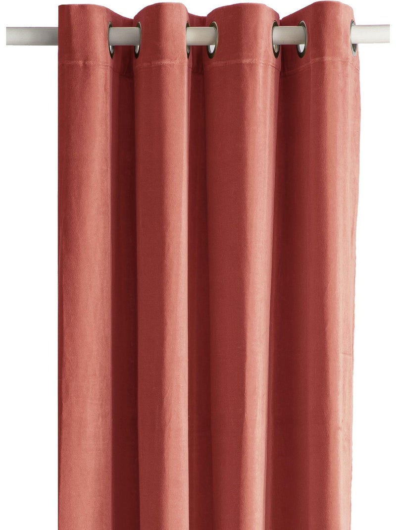 Rideau en velours 'Deko&co' Rouge clair - Kiabi