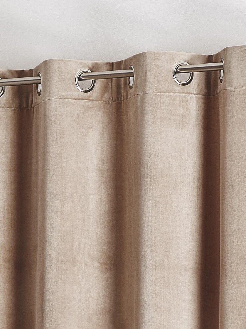 Rideau en velours feutré uni Beige clair - Kiabi