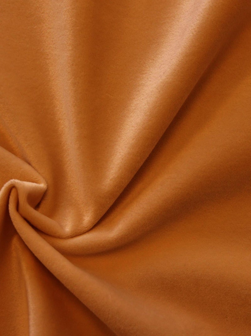 Rideau en velours feutré uni Marron tabac - Kiabi