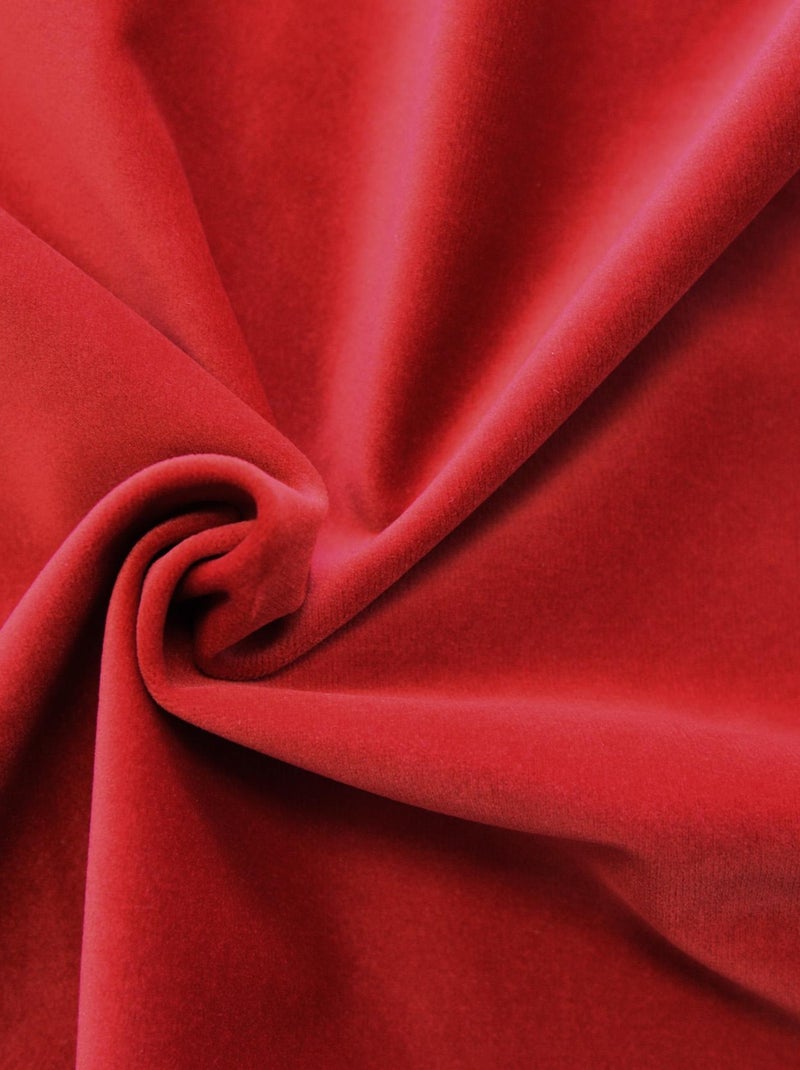 Rideau en velours feutré uni Rouge - Kiabi