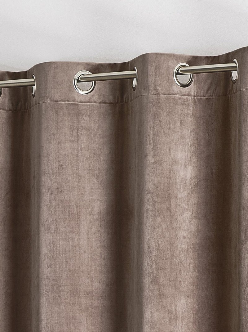 Rideau en velours feutré uni Taupe - Kiabi