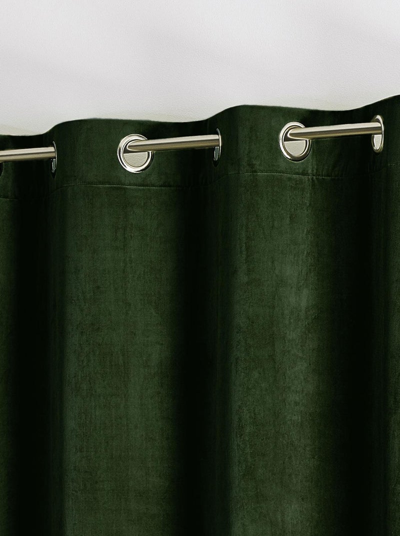 Rideau en velours feutré uni Vert sapin - Kiabi