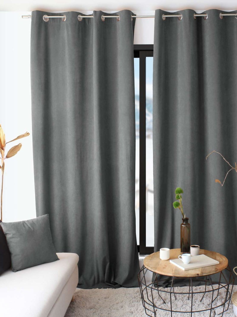 Rideau en velours Heaven Gris foncé - Kiabi