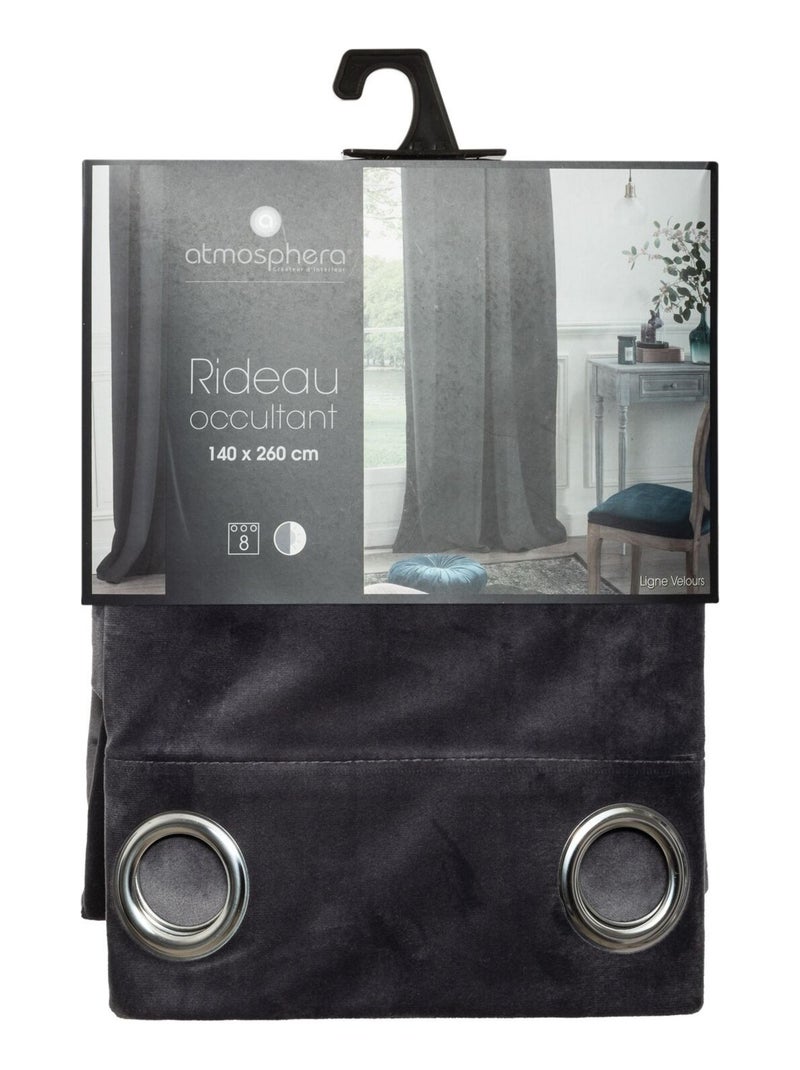 Rideau en velours occultant Gris foncé - Kiabi