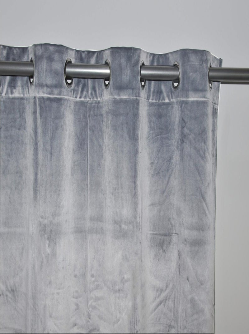 Rideau en velours occultant Gris souris - Kiabi