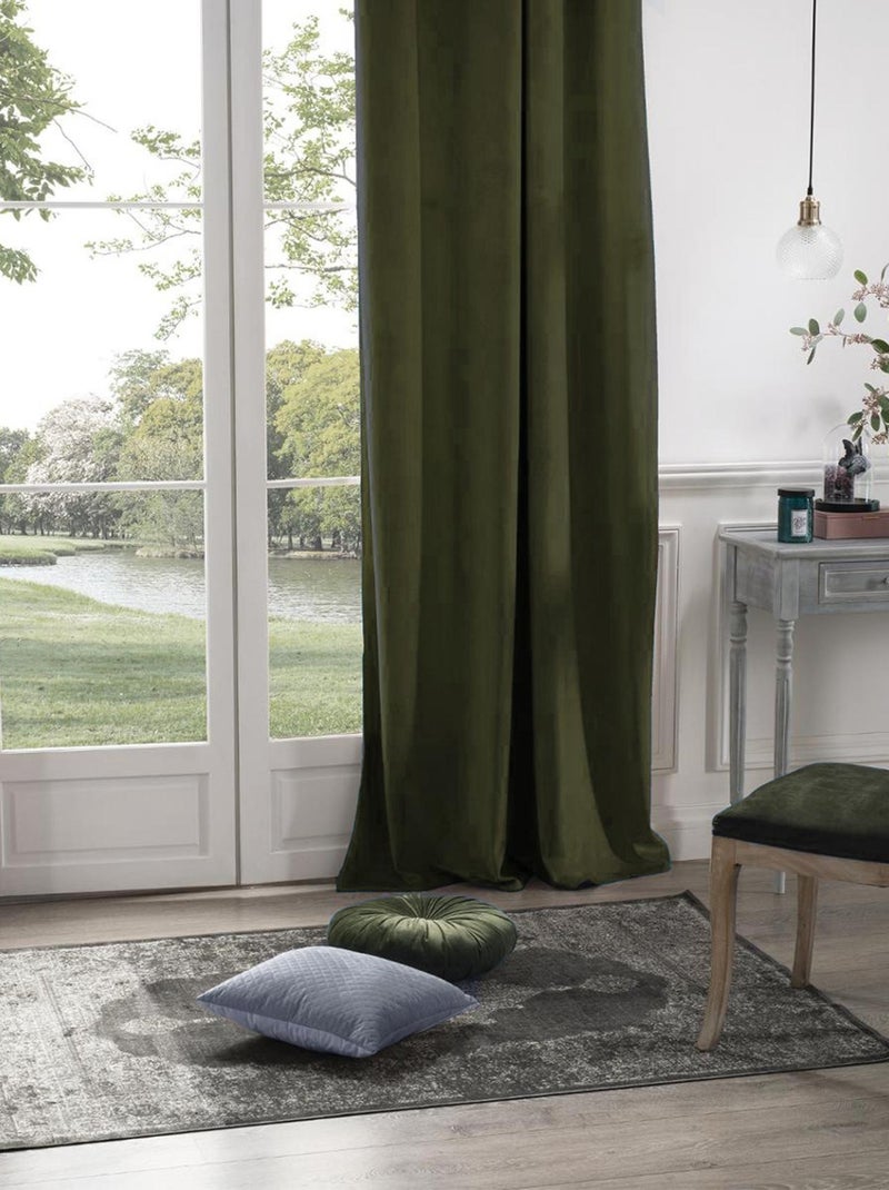 Rideau en velours occultant Vert foncé - Kiabi