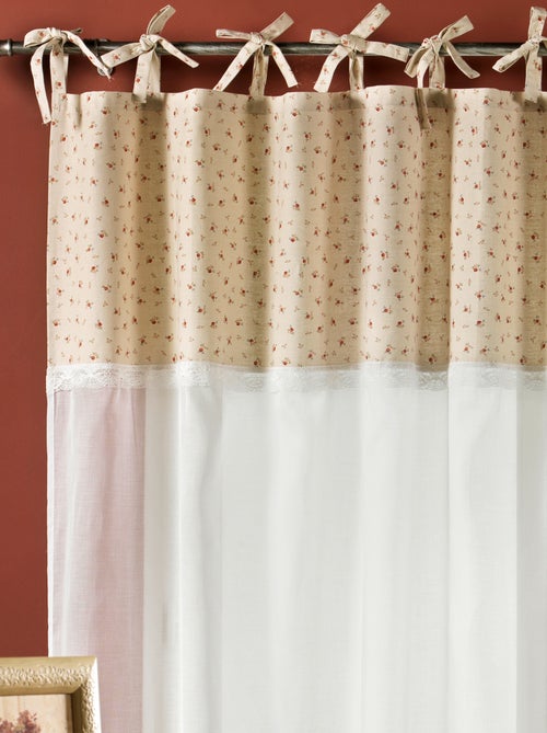 Rideau en Voile de Coton avec Parement Imprimé - Kiabi