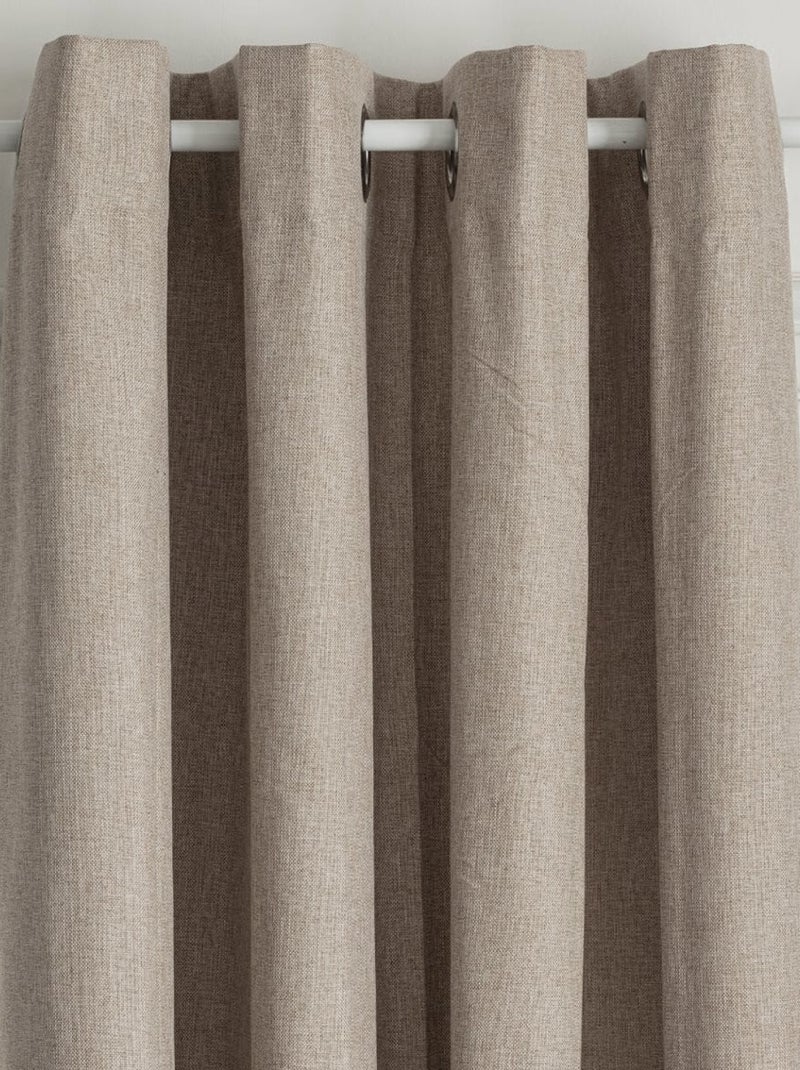 Rideau enduit  - Effet lin occultant 100% Beige - Kiabi