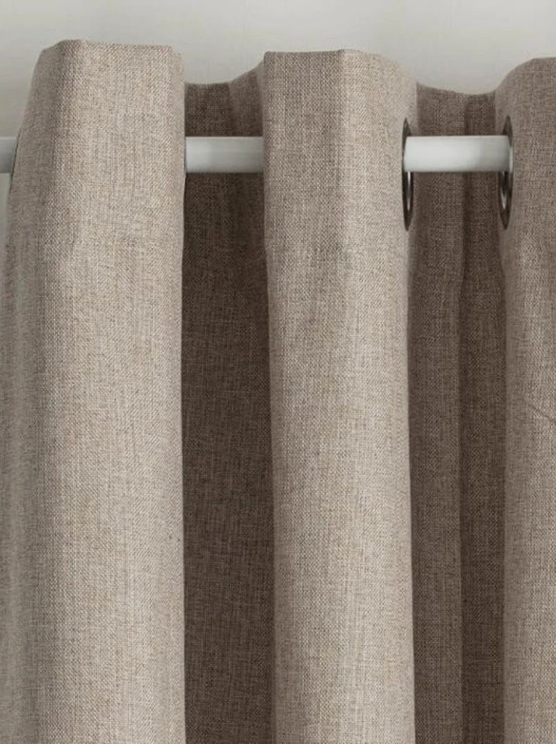 Rideau enduit  - Effet lin occultant 100% Beige - Kiabi