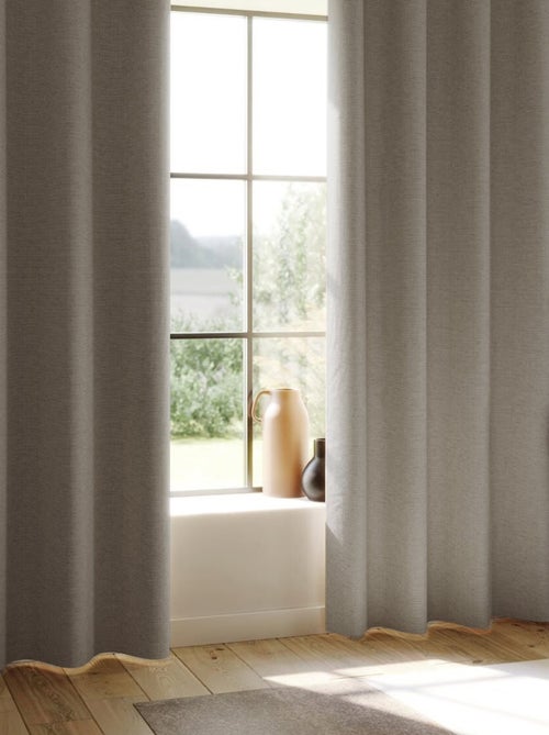 Rideau enduit  - Effet lin occultant 100% - Kiabi