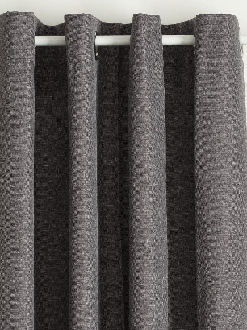 Rideau enduit  - Effet lin occultant 100% Gris - Kiabi