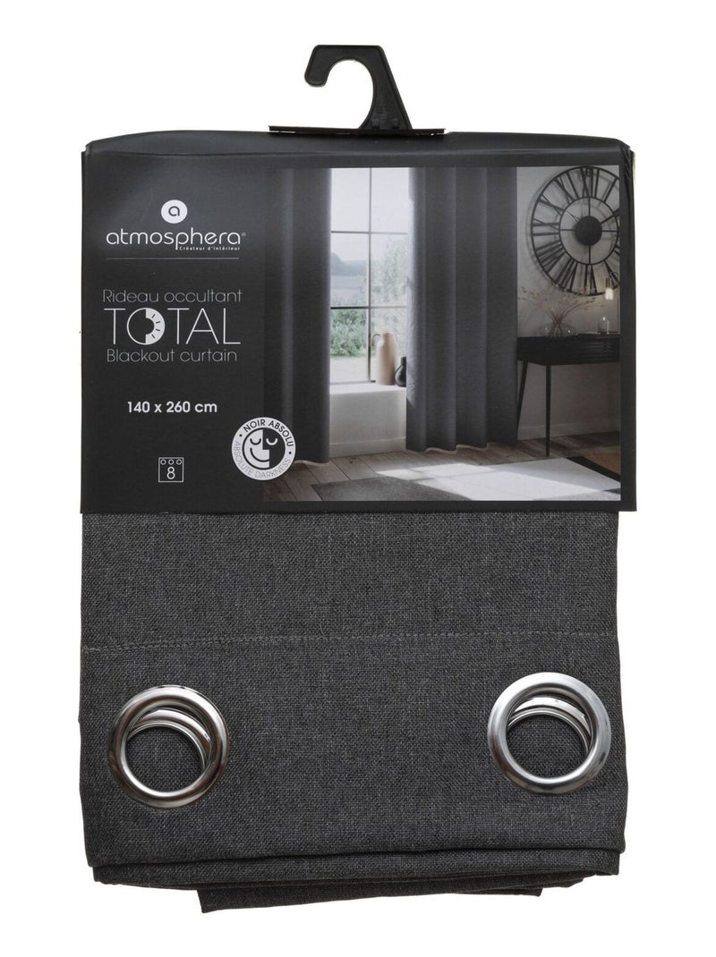 Rideau enduit  - Effet lin occultant 100% Gris - Kiabi
