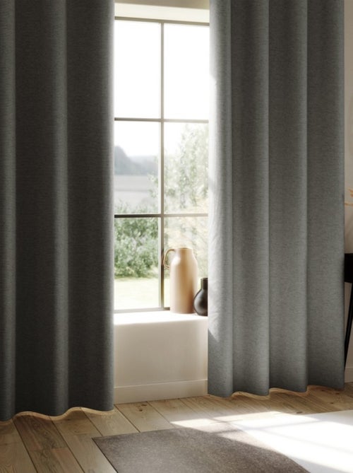 Rideau enduit  - Effet lin occultant 100% - Kiabi
