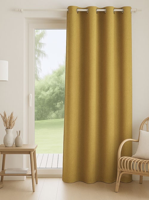 Rideau enduit  - Effet lin occultant 100% - Kiabi