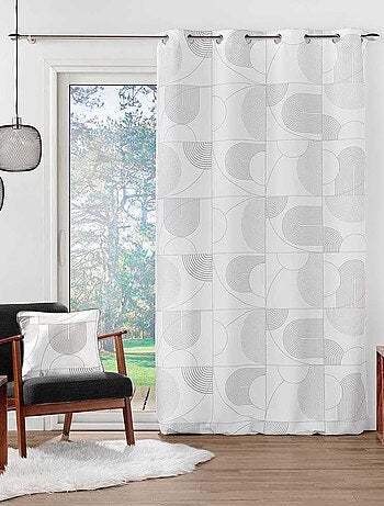 Rideau a oeillets polyester imprime Esquisse