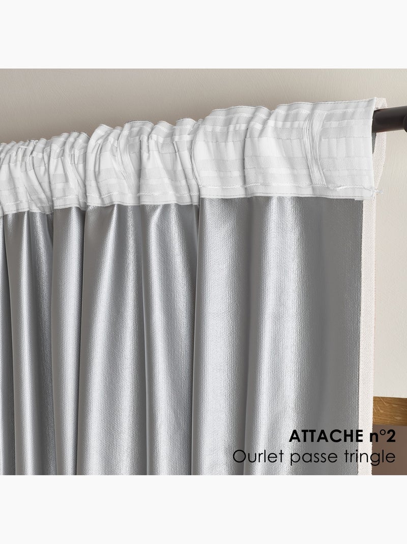 Rideau été anti-chaleur thermique et occultant accroche 3-en-1 luz Vert olive - Kiabi