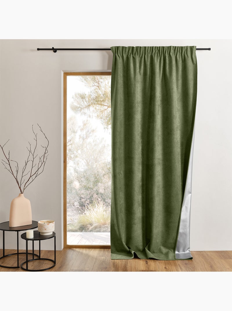 Rideau été anti-chaleur thermique et occultant accroche 3-en-1 luz Vert olive - Kiabi