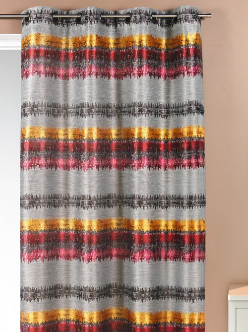 Rideau ethnique en jacquard à rayures horizontales - Kiabi