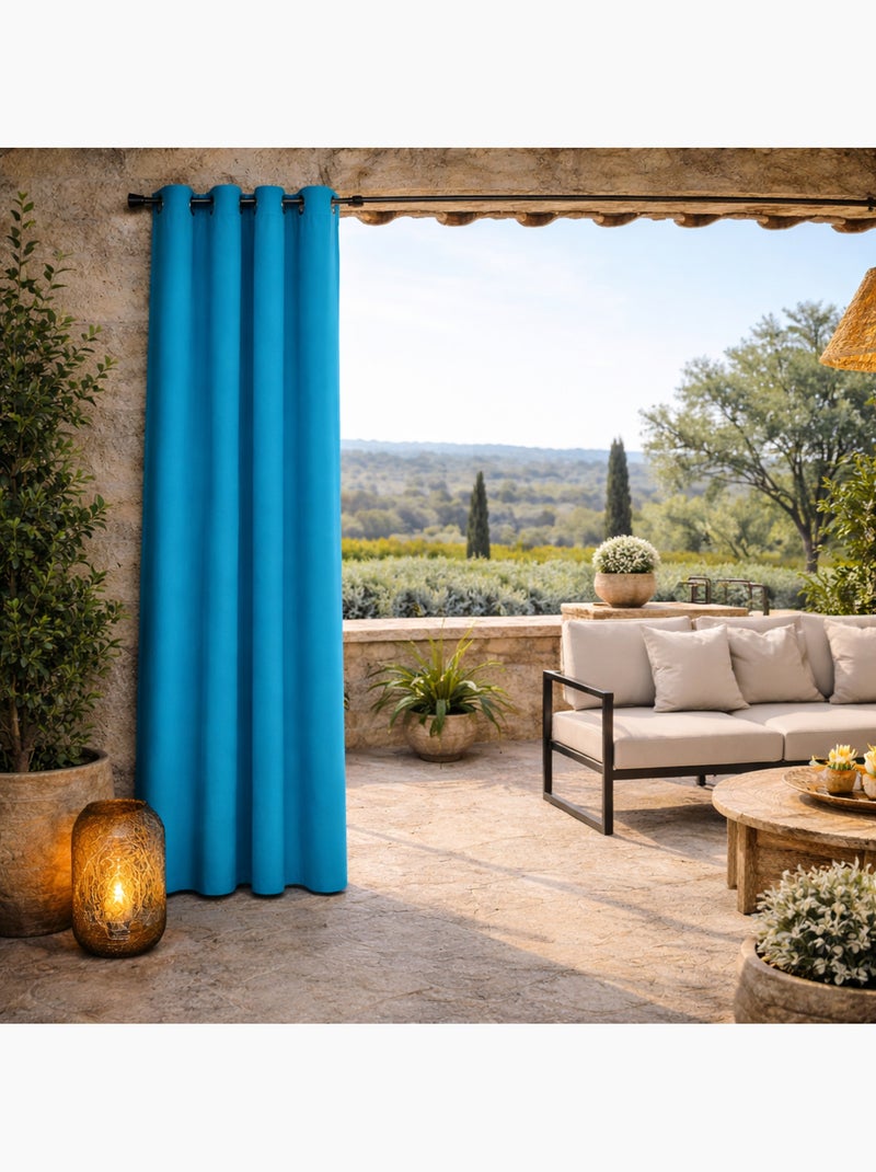 Rideau extérieur coloré résistant aux UV Bleu turquoise - Kiabi