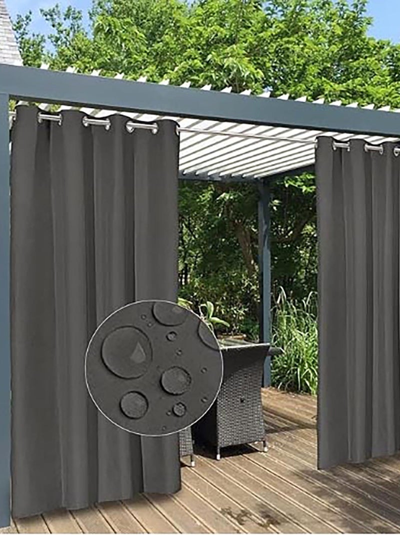 Rideau Extérieur Déperlant à œillets pour pergola, Dylrev gris anthracite - Kiabi