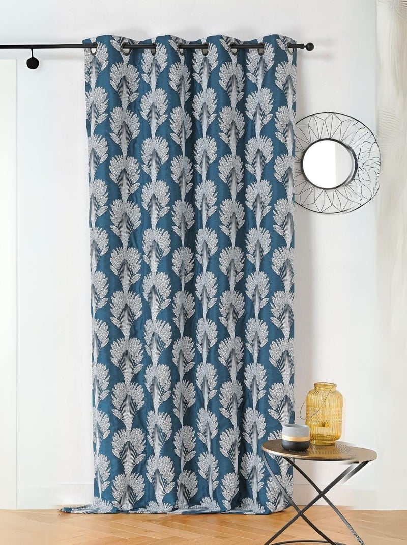 Rideau feuillages en fils recyclés Bleu - Kiabi