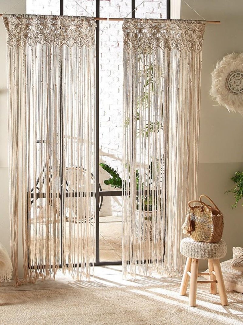 Rideau fil en macramé Été 90x200 cm Beige - Kiabi
