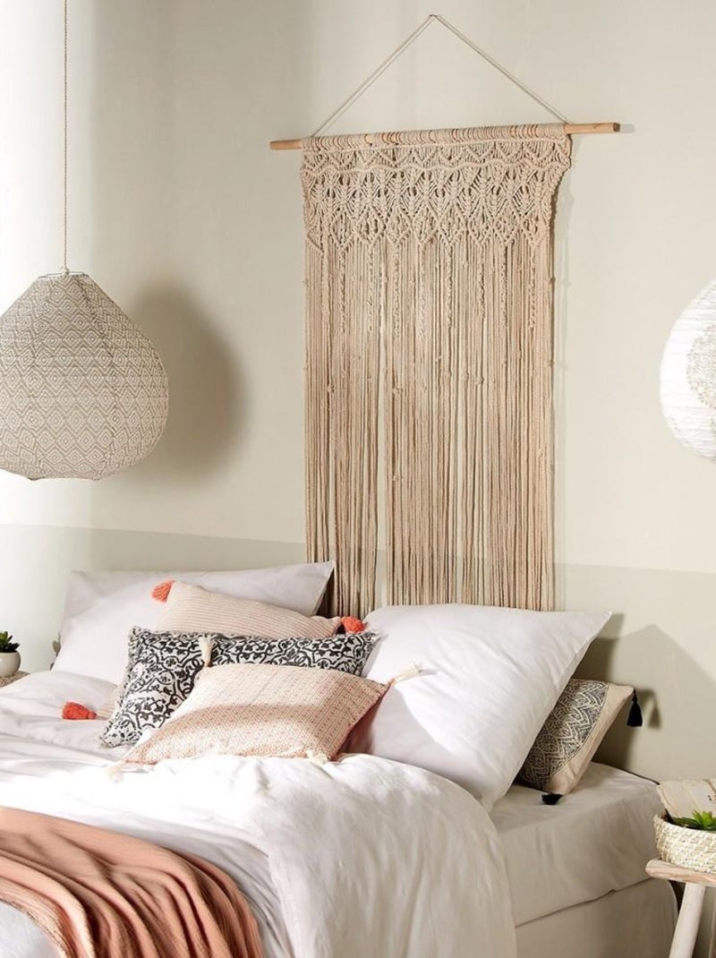 Rideau fil en macramé Été 90x200 cm Beige - Kiabi