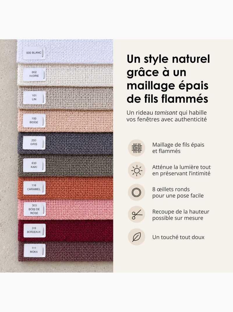 Rideau fils épais et flammés style naturel Vieux rose - Kiabi