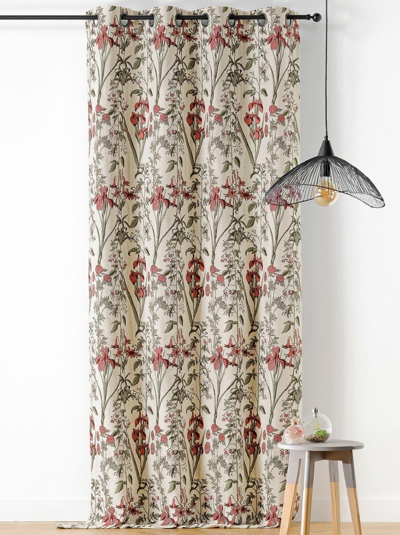 Rideau fleur d'Iris poly-coton Rouge - Kiabi