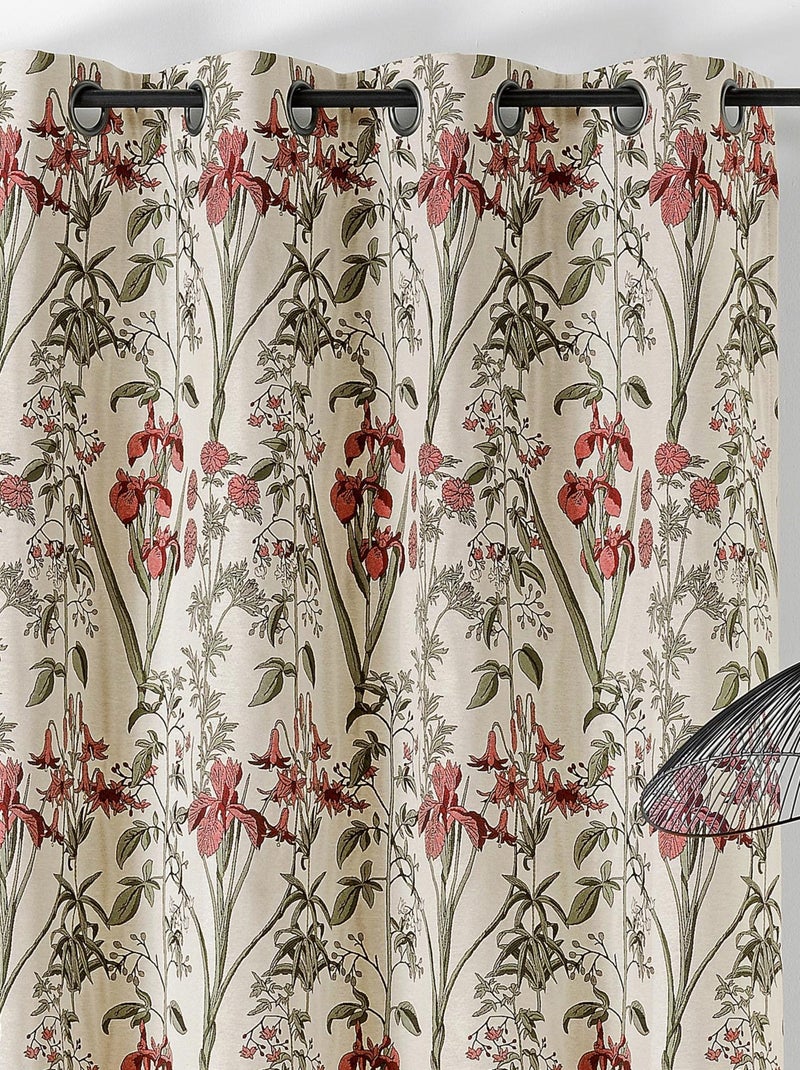 Rideau fleur d'Iris poly-coton Rouge - Kiabi