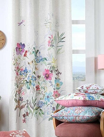 Rideau fleuri - - Effet lin