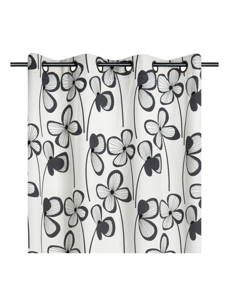 Rideau floral graphique moderne Bleu ardoise - Kiabi