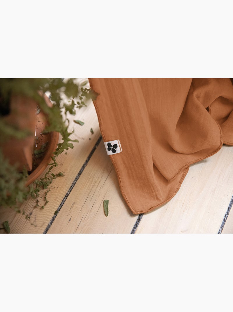 Rideau galon fronceur – double gaze de coton gaïa Abricot - Kiabi