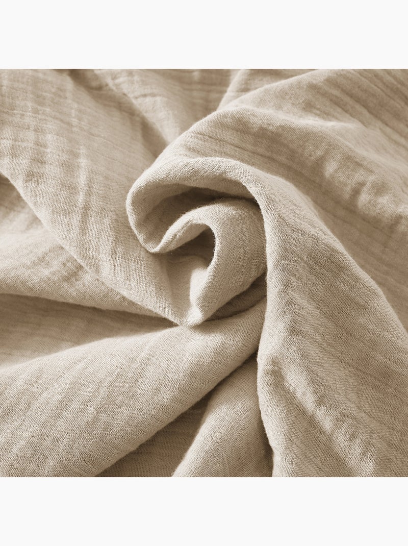 Rideau Galon Fronceur – Double Gaze de Coton Gaïa Beige foncé - Kiabi